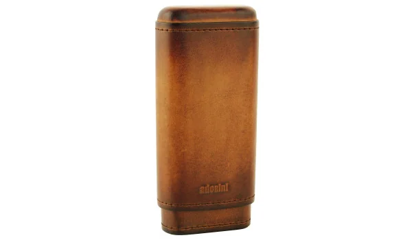 adorini Genuine Vintage Leather Case 2-3 Cigars brown