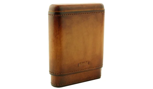 adorini Genuine Vintage Leather Case 3-5 Cigars brown