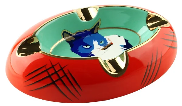 Siglo Ashtray Cat blue/red